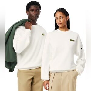 NWT Lacoste Unisex Loose Fit Badge Accent Sweatshirt-Flawed